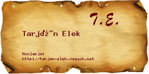 Tarján Elek névjegykártya